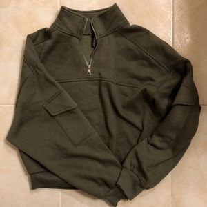 Military green crop top